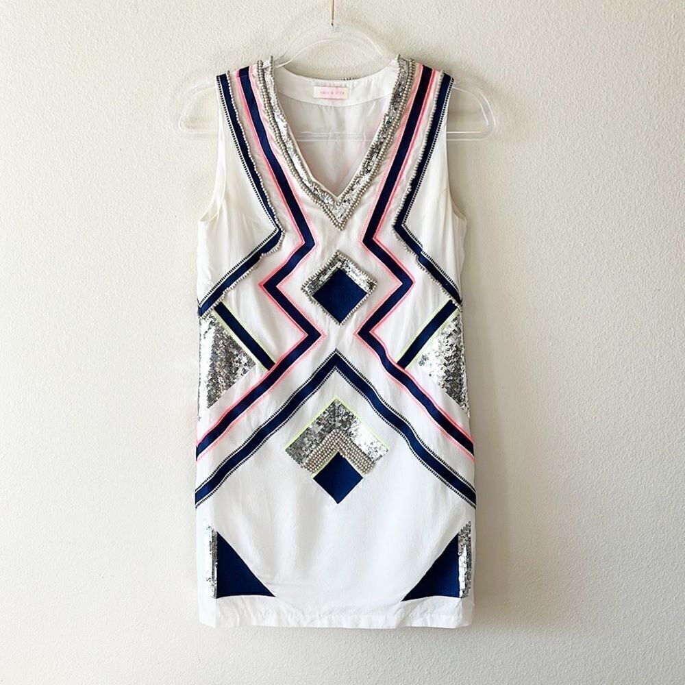 Sass and Bide 100% Silk Embroidered Beaded Sequin Shift Dress